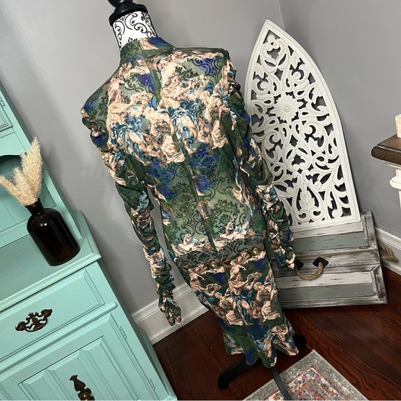 Fashion Nova Angelic Moments Ruched Mini Dress Green Size 1X - Picture 11 of 15